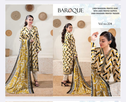 BANA DORIYA LINEN WITH LINEN DUPATTA