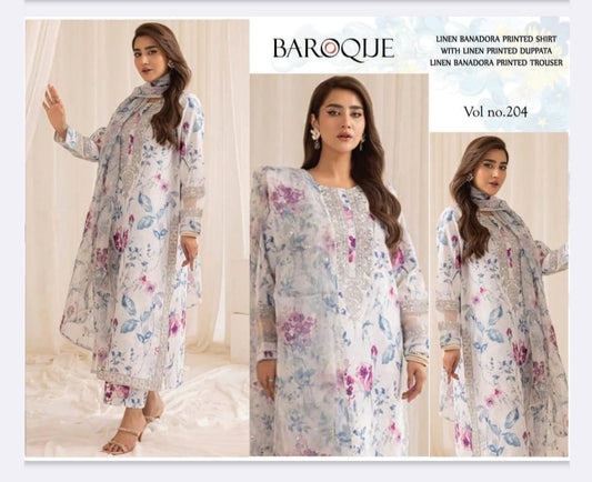 BANA DORIYA LINEN WITH LINEN DUPATTA
