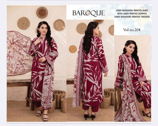 BANA DORIYA LINEN WITH LINEN DUPATTA