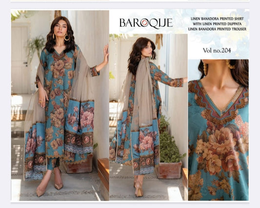 BANA DORIYA LINEN WITH LINEN DUPATTA