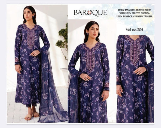 BANA DORIYA LINEN WITH LINEN DUPATTA
