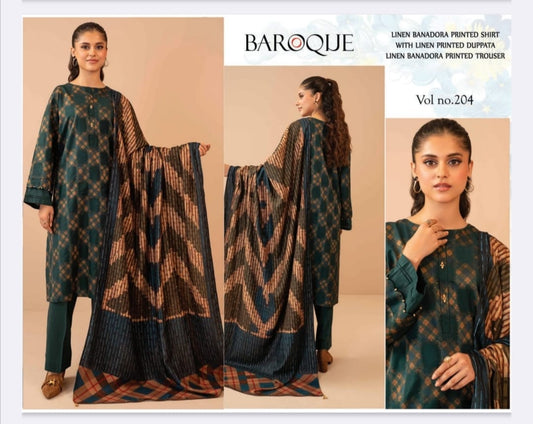 BANA DORIYA LINEN WITH LINEN DUPATTA