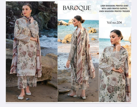 BANA DORIYA LINEN WITH LINEN DUPATTA