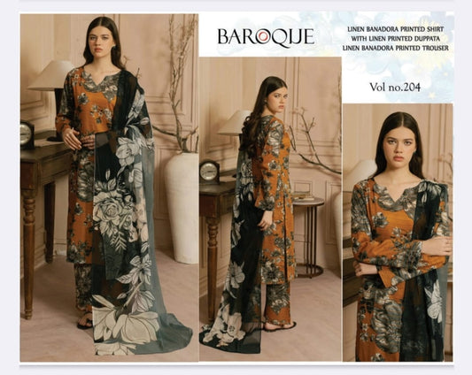 BANA DORIYA LINEN WITH LINEN DUPATTA