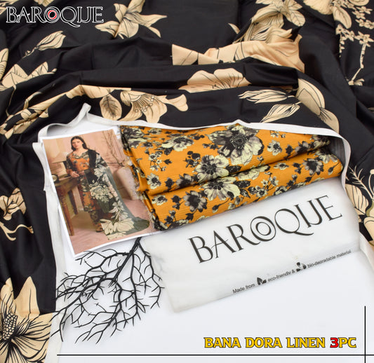 BANA DORIYA LINEN WITH LINEN DUPATTA