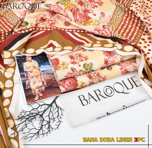 BANA DORIYA LINEN WITH LINEN DUPATTA