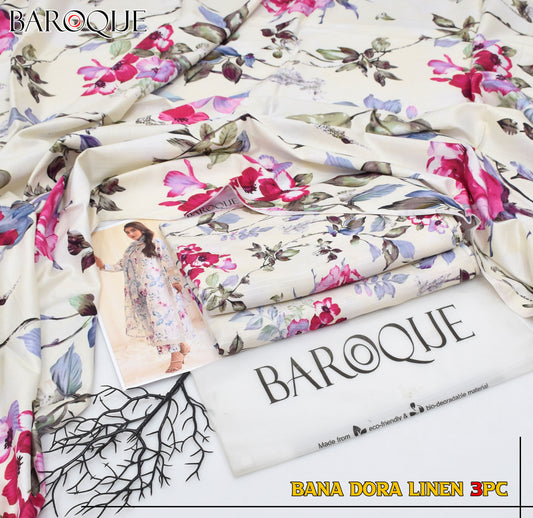 BANA DORIYA LINEN WITH LINEN DUPATTA