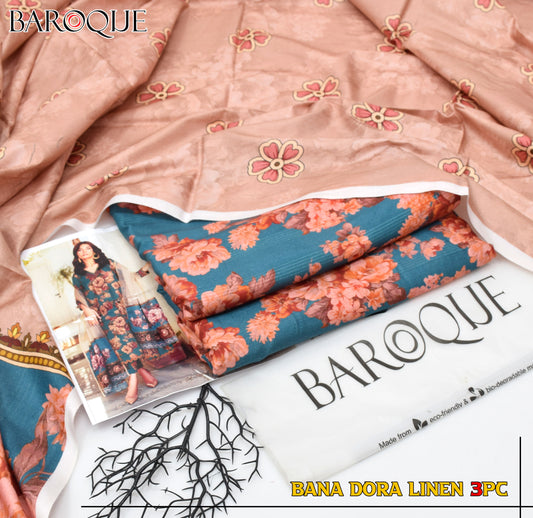 BANA DORIYA LINEN WITH LINEN DUPATTA