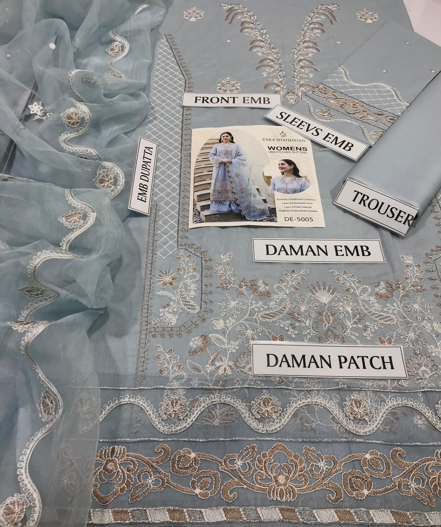 HANIA AMIR LUXURY LAWN FANCY EMBROIDED 3PC WITH FANCY EMBROIDED ORGANZA DUPATTA