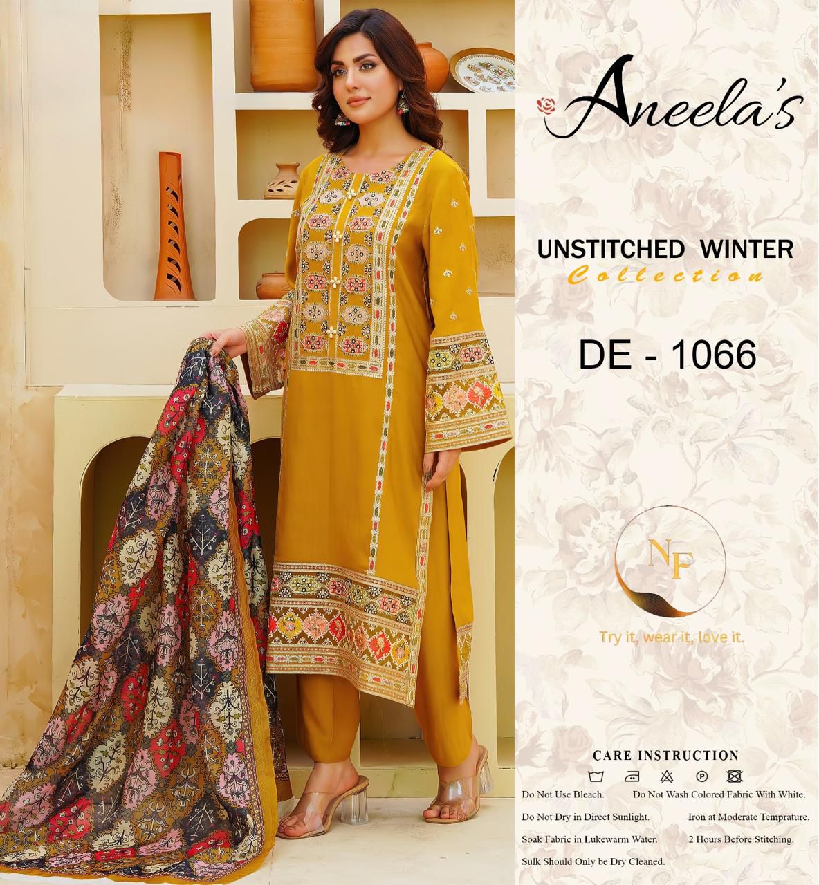 ANEELA'S PREMIUM AIR JET DHANAK 3PC EMB
