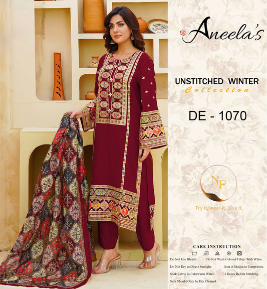 ANEELA'S PREMIUM AIR JET DHANAK 3PC EMB